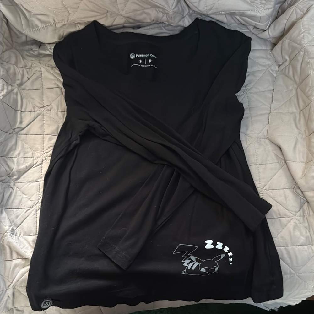 Black Long Sleeve Shirt with Pikachu Design